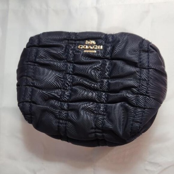 Coach Handbags - Coach Small Boxy Cosmetic Case with Ruching in navy blue nylon